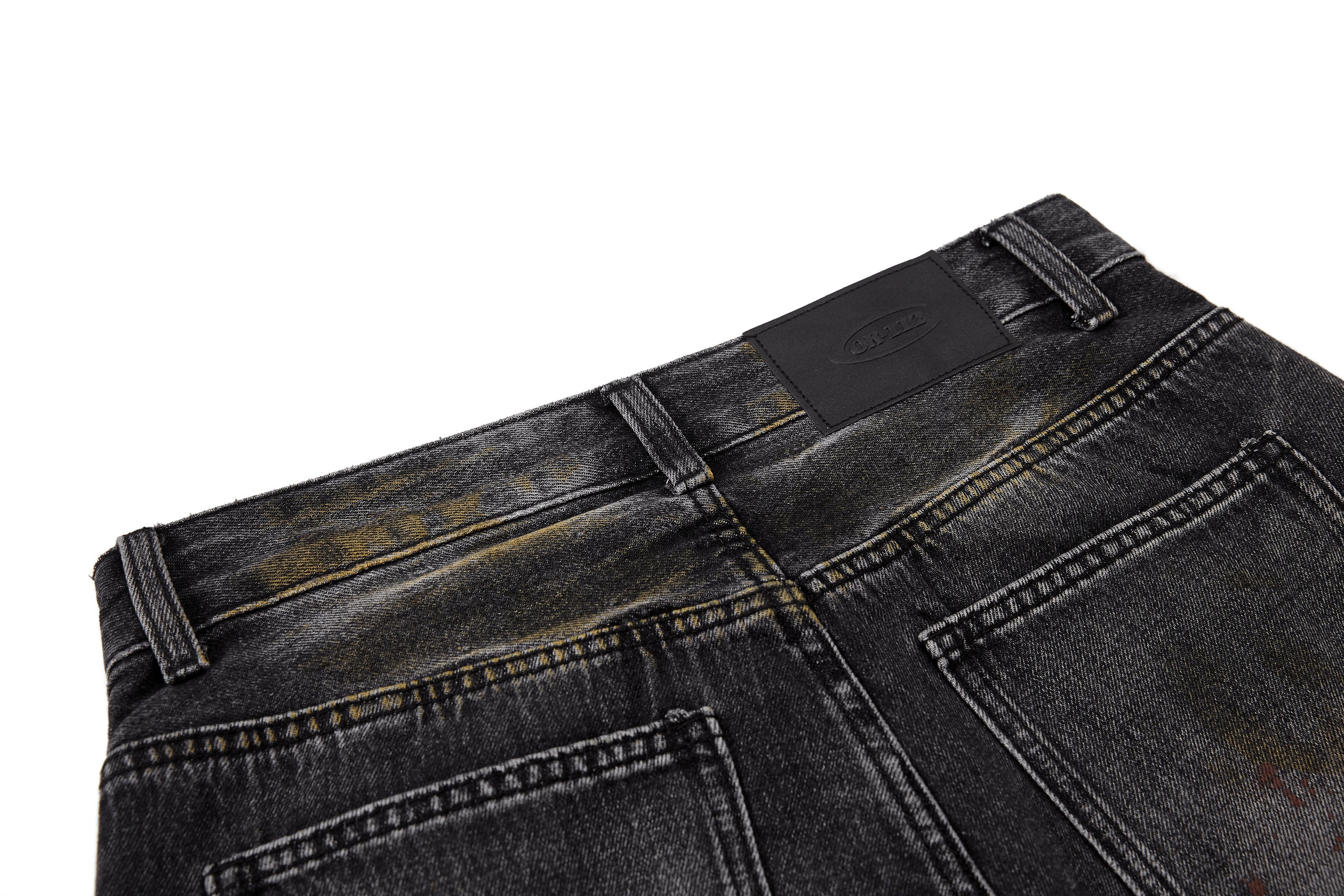 Omirad Vintage Washed Curved Wide-Leg Denim Pants