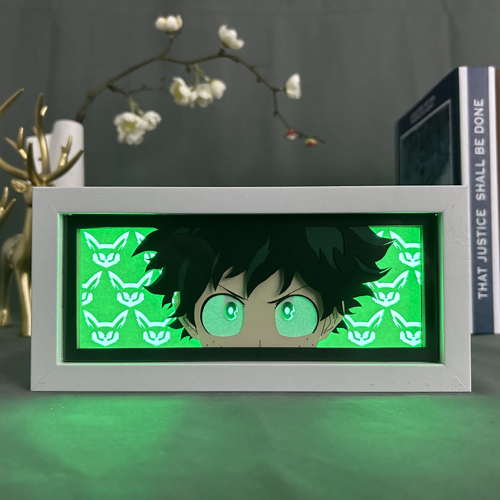 My Hero Academia Anime-Leuchtkasten – Izuku Midoriya (Deku) 3D-Effekt, einstellbares LED-Licht in 16 Farben