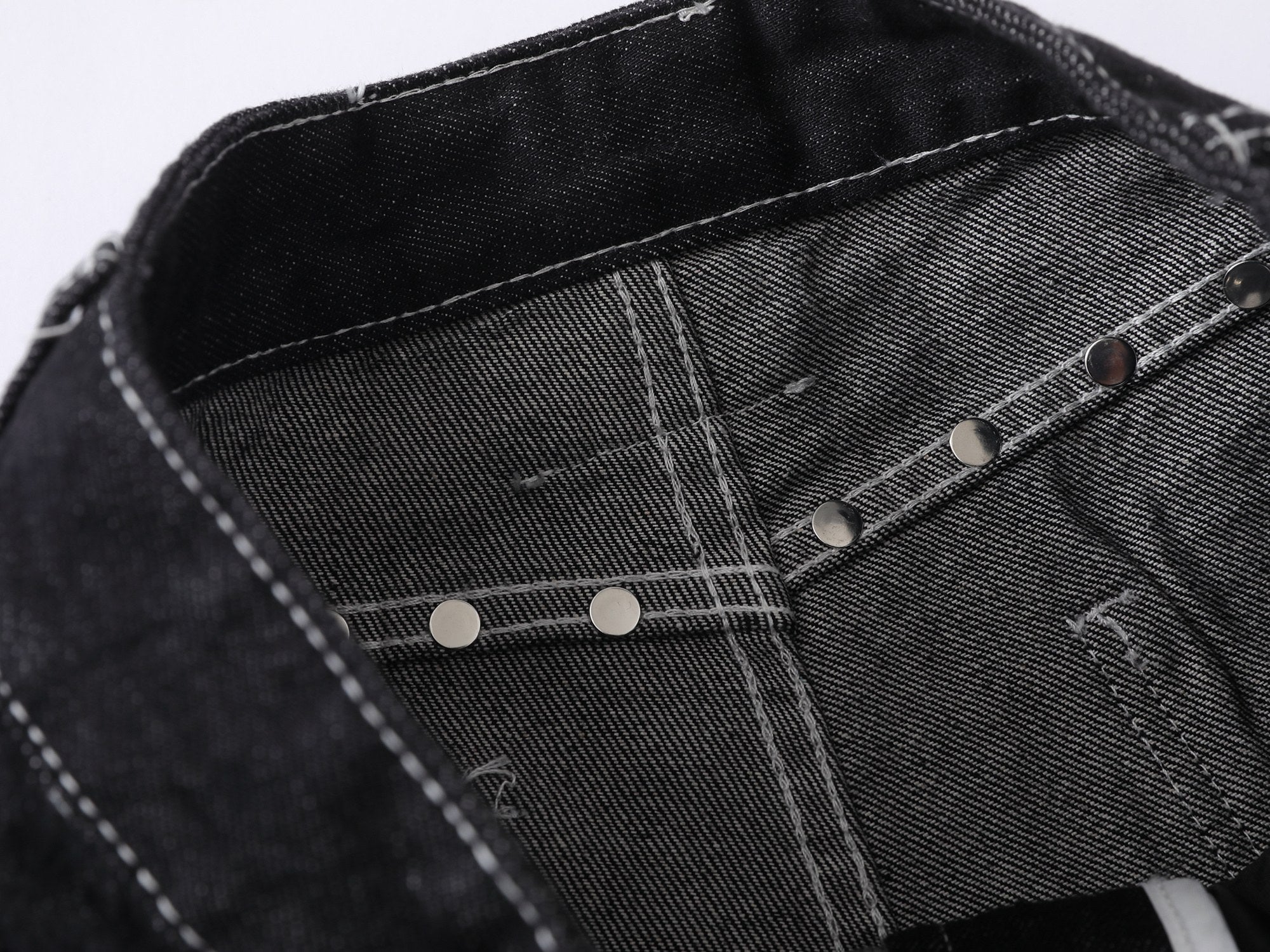 Angel Wing Wide-Leg Black Denim Jeans | Streetwear Barrel Fit