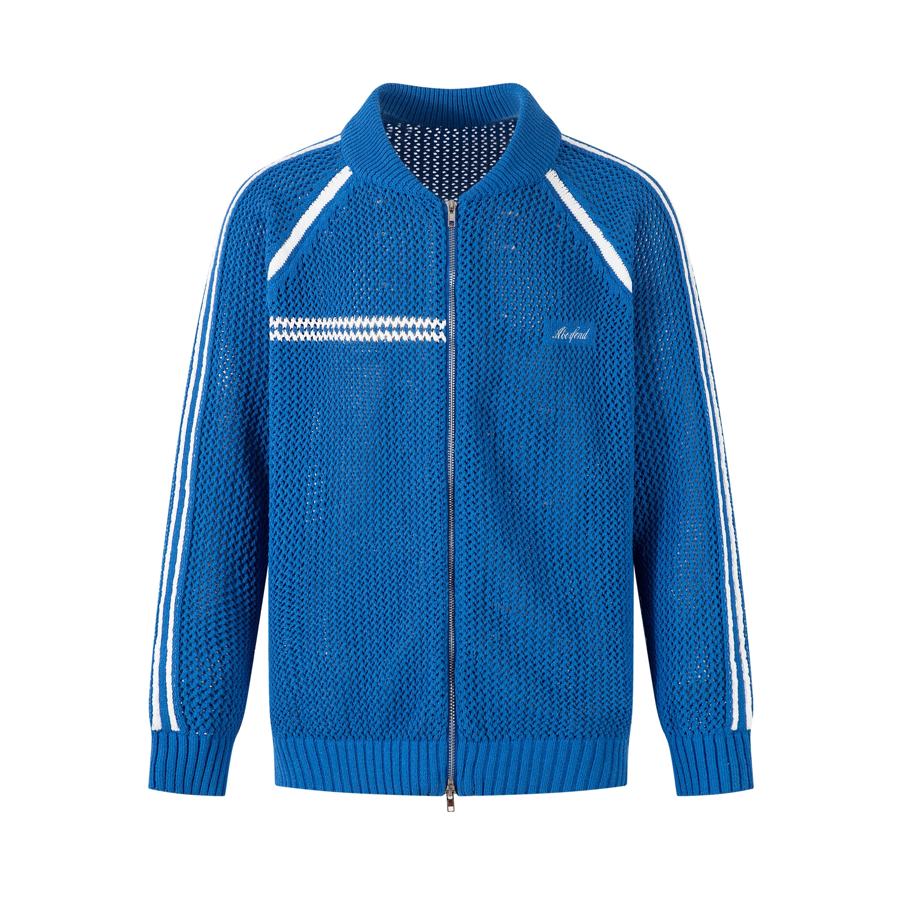 Omirad Mesh Knit Track Jacket | Retro Stripe Bomber