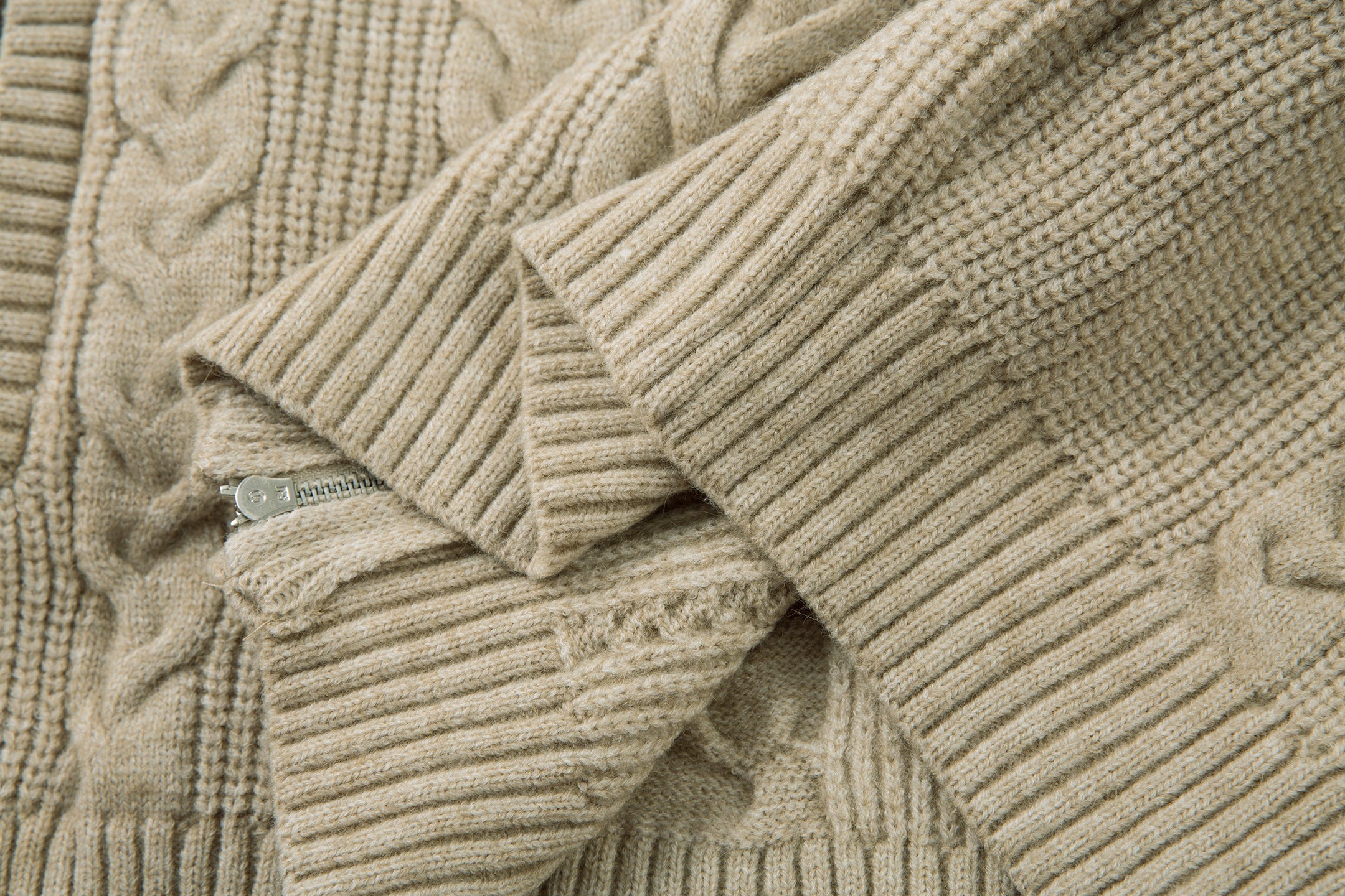 Cable Knit Zip-Up Sweater Jacket | Structured Knit Cardigan