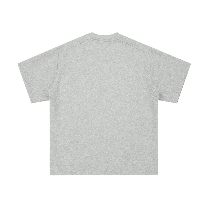 Light heather gray oversized structured tee with raglan sleeves and a minimal streetwear fit