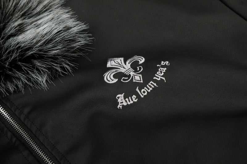 Faux Fur Collar Gothic Embroidered Bomber Jacket | Streetwear