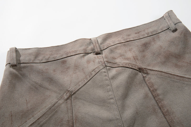 Omirad Distressed Panel Wide-Leg Pants | Paint Splatter