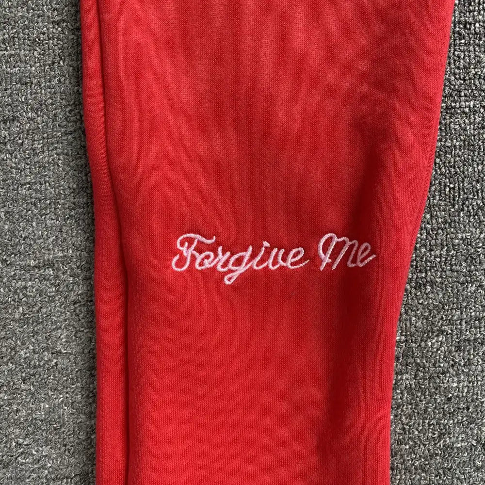 Syna World Red Script Embroidered Drawstring Jogger Pants
