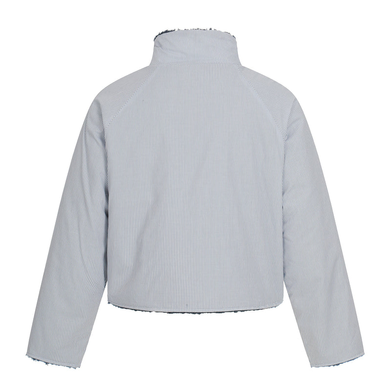 Reversible Sherpa & Striped Corduroy Jacket | Cropped Fit