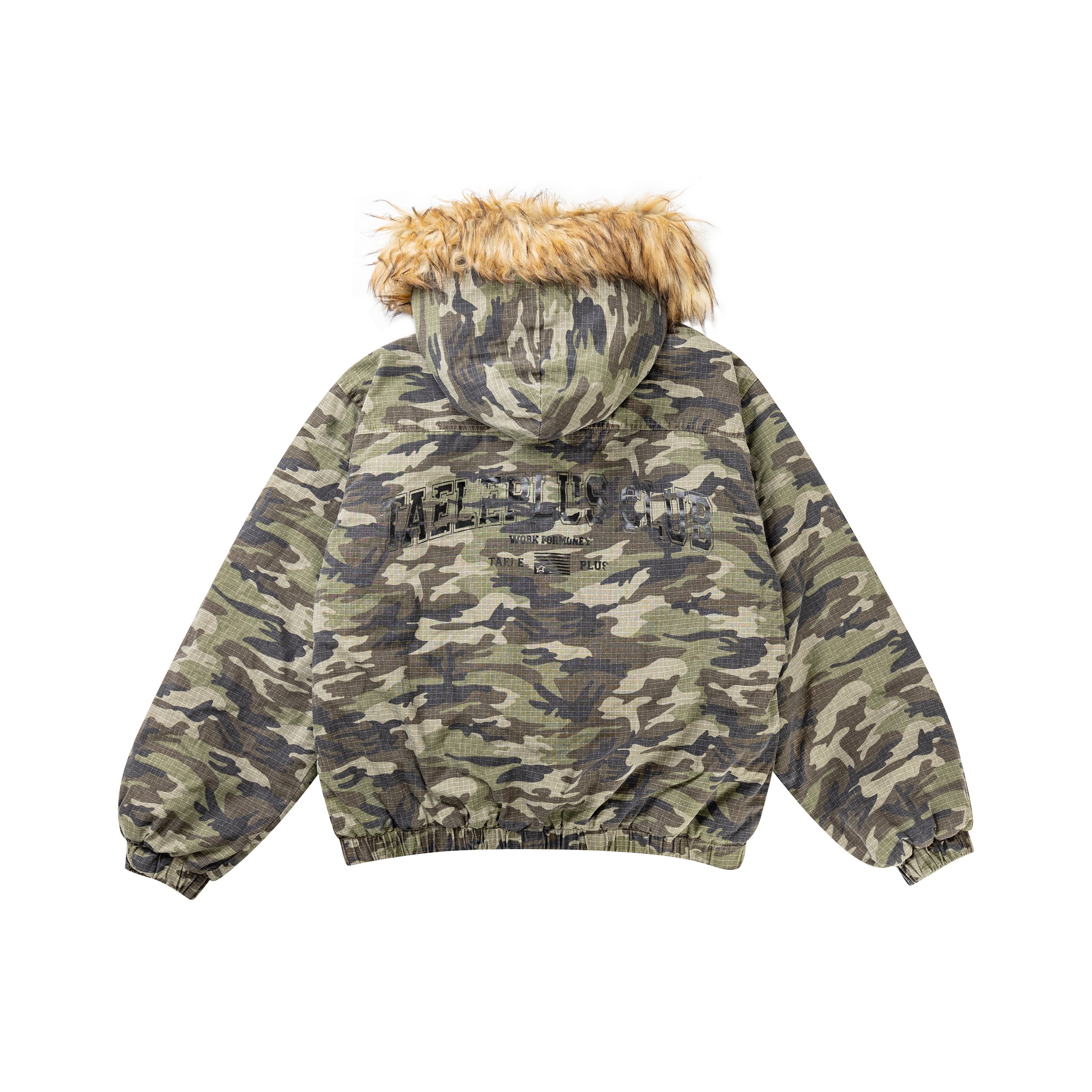 Men's Camo Faux Fur Hooded Padded Cotton Jacket