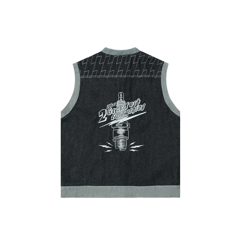 Omirad Vintage Racer Denim Vest | Biker Streetwear