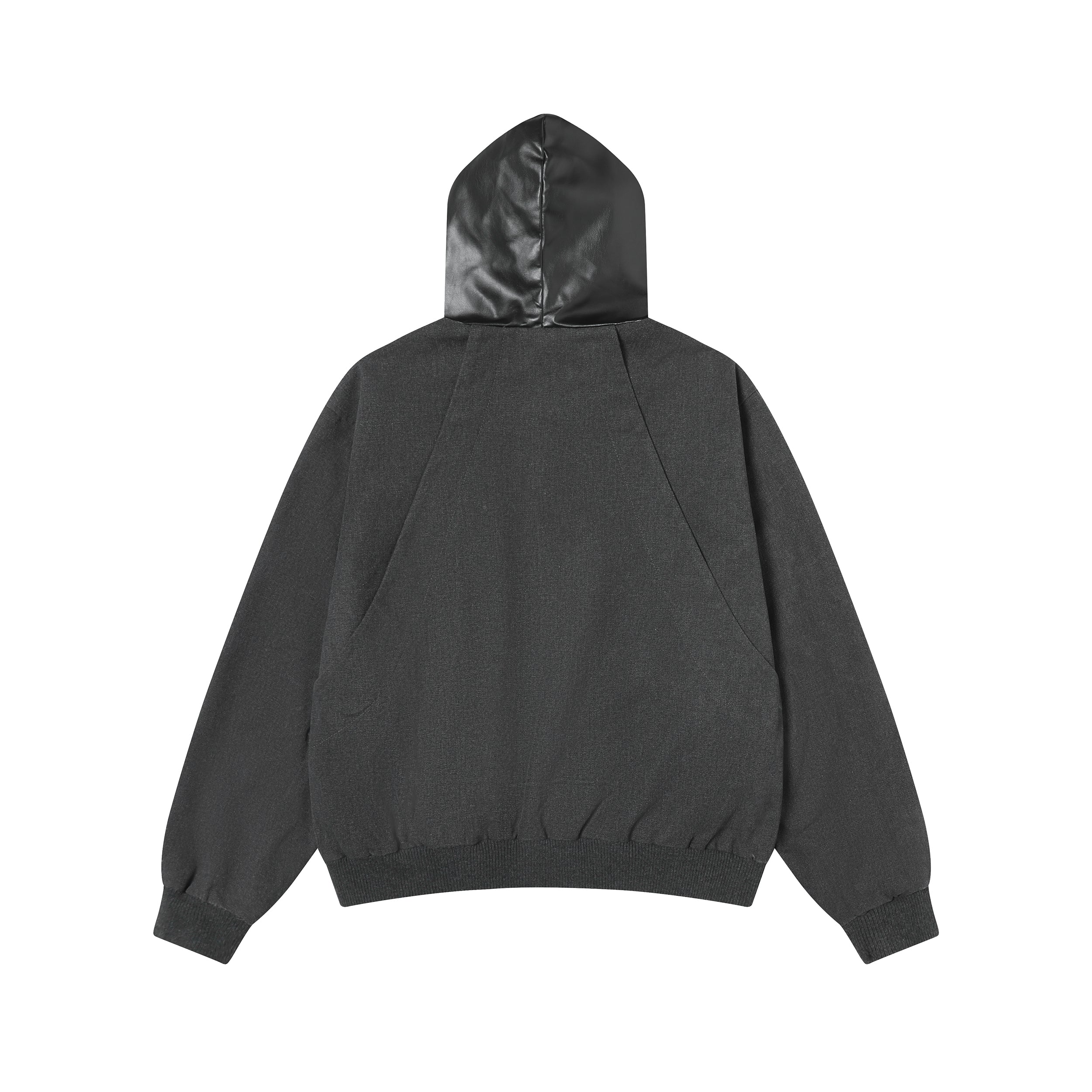 Hybrid Vegan Leather Hooded Zip Jacket | Urban Street Style