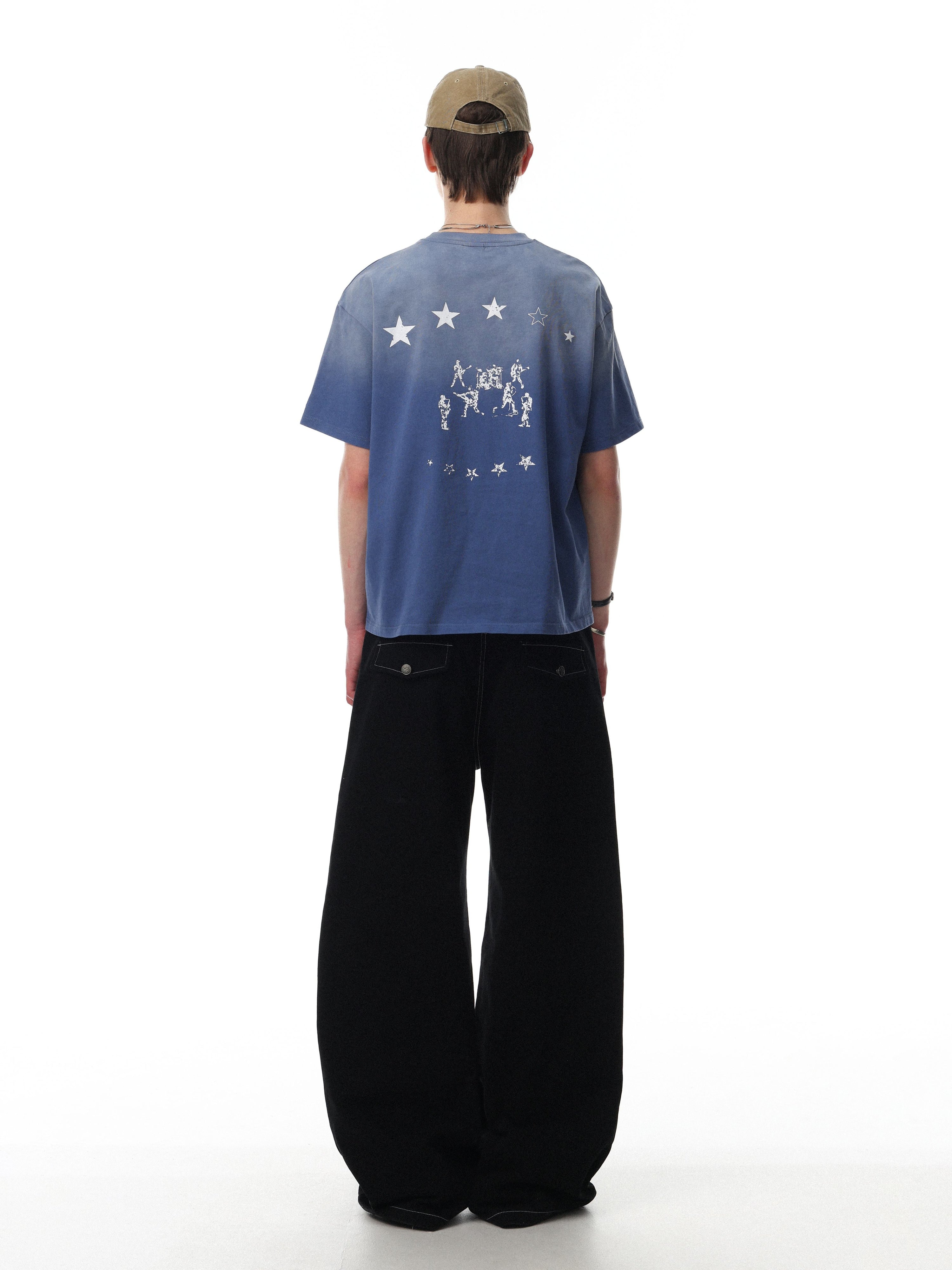 Omirad Star Fade Back Graphic Tee | Gradient Washed Cotton
