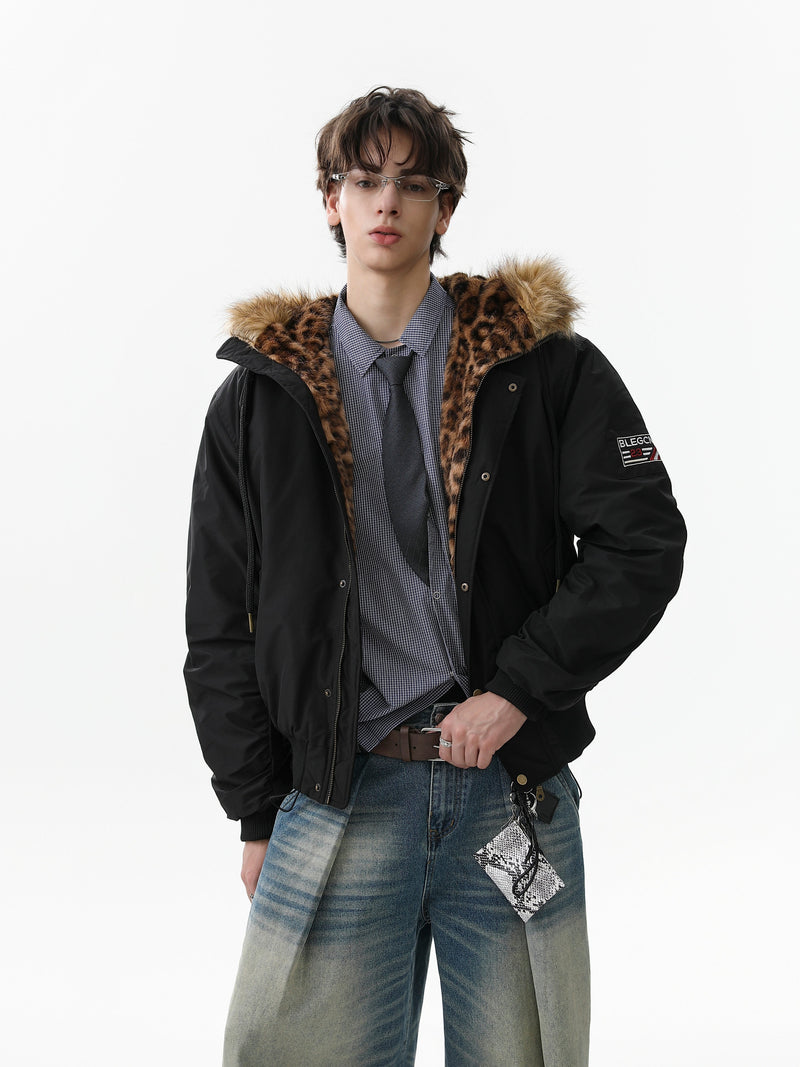 Faux-Fur Hooded Bomber Jacket | Military Streetwear