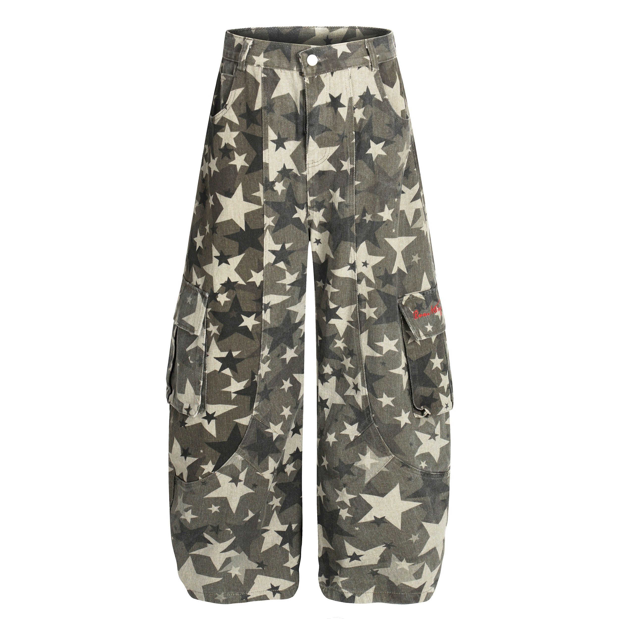 Omirad Star Camo Cargo Pants | Barrel-Leg Street Style