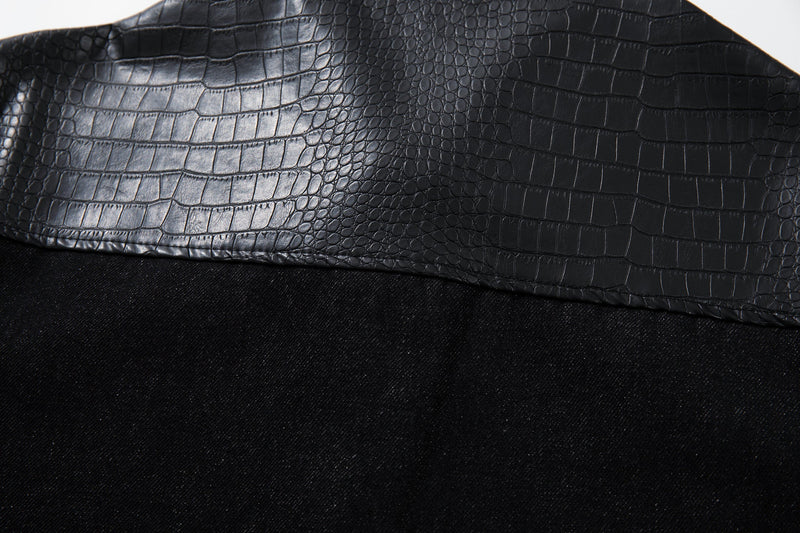 Omirad Black Denim Panel Jacket | Structured Cropped Fit