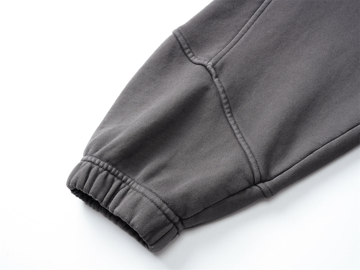 Curved-Seam Full-Zip Hoodie | Washed Cotton Streetwear