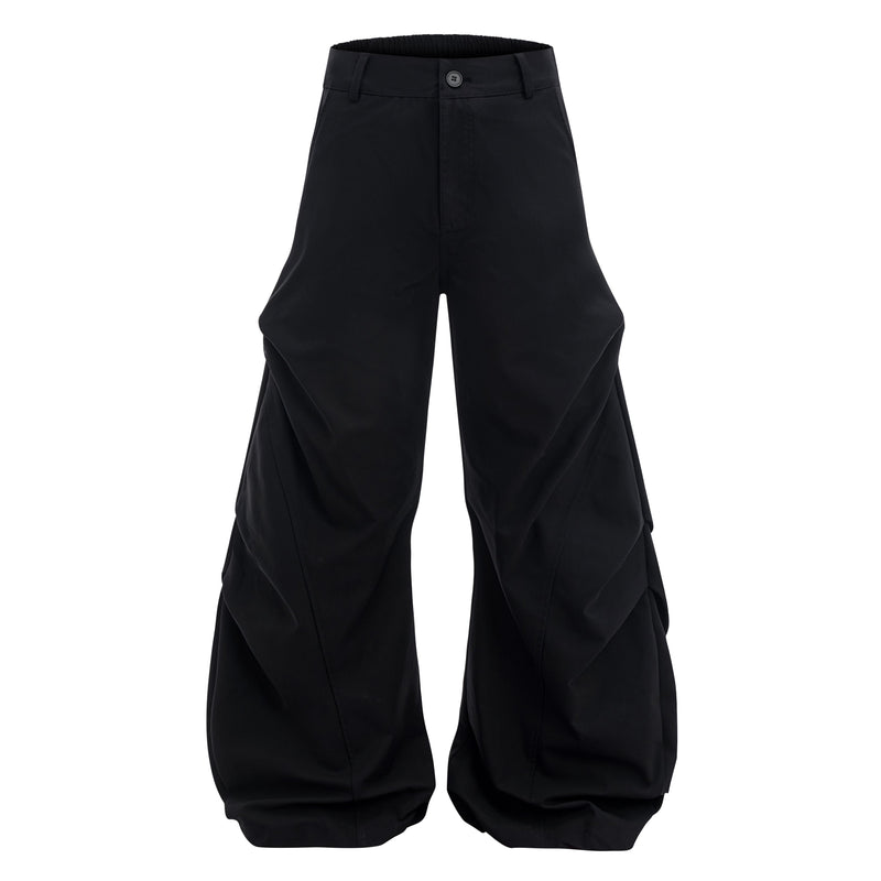 Omirad Sculpted Pleat Tech Wide-Leg Pants | Black & White