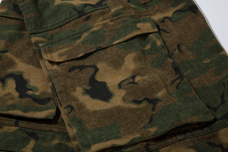 Omirad Woodland Camo Cargo Wide-Leg Pants | 100% Cotton