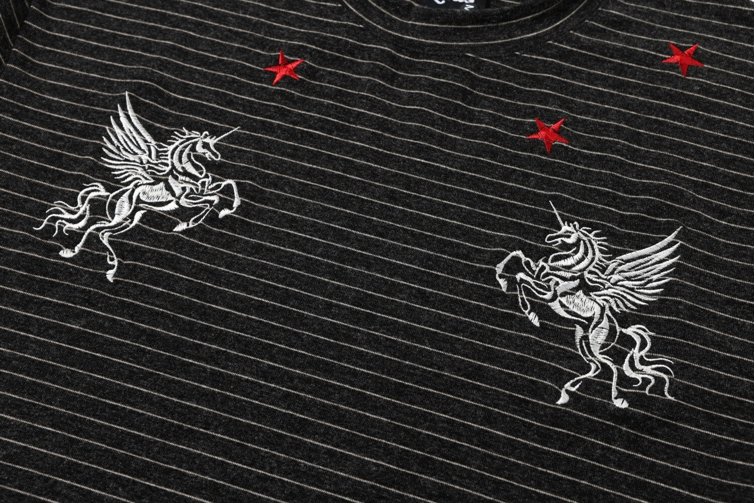Omirad Pegasus Stripe Tee | Embroidered Streetwear T-Shirt