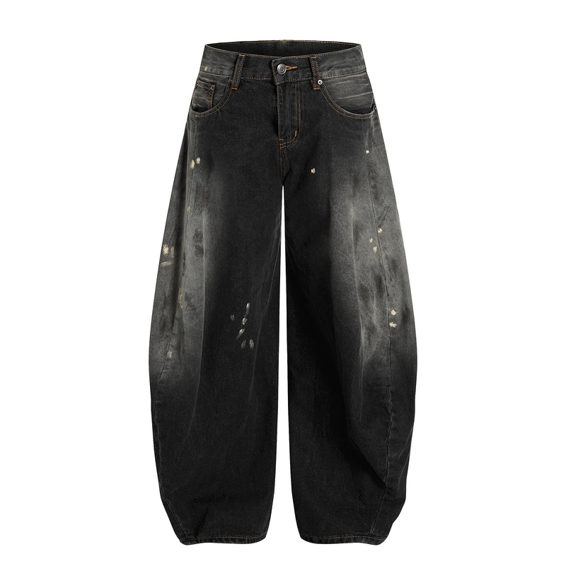 Omirad Vintage Wash Barrel Leg Jeans | Distressed Streetwear