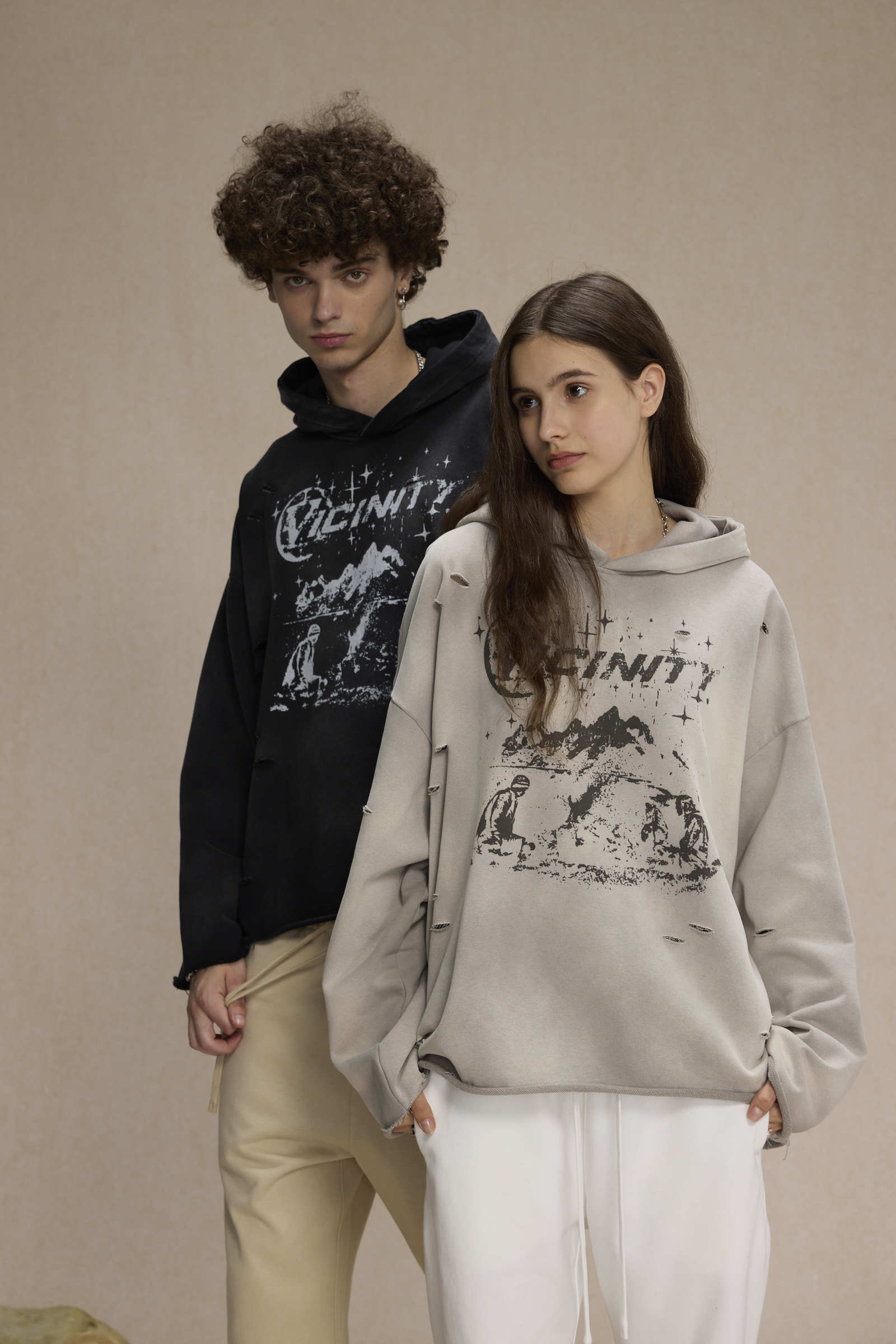 Vicinity Graphic Distressed Hoodie | Streetwear Oversized Fit