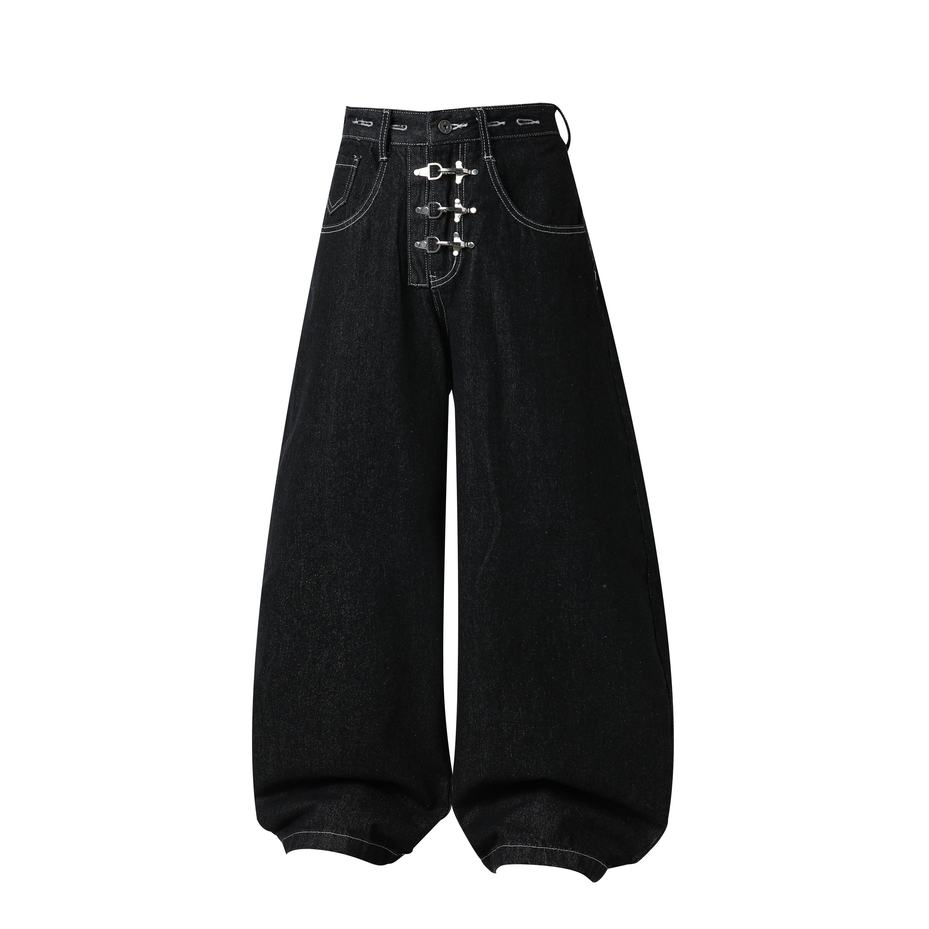 Omirad Hardware Strap Wide-Leg Jeans | Streetwear Denim