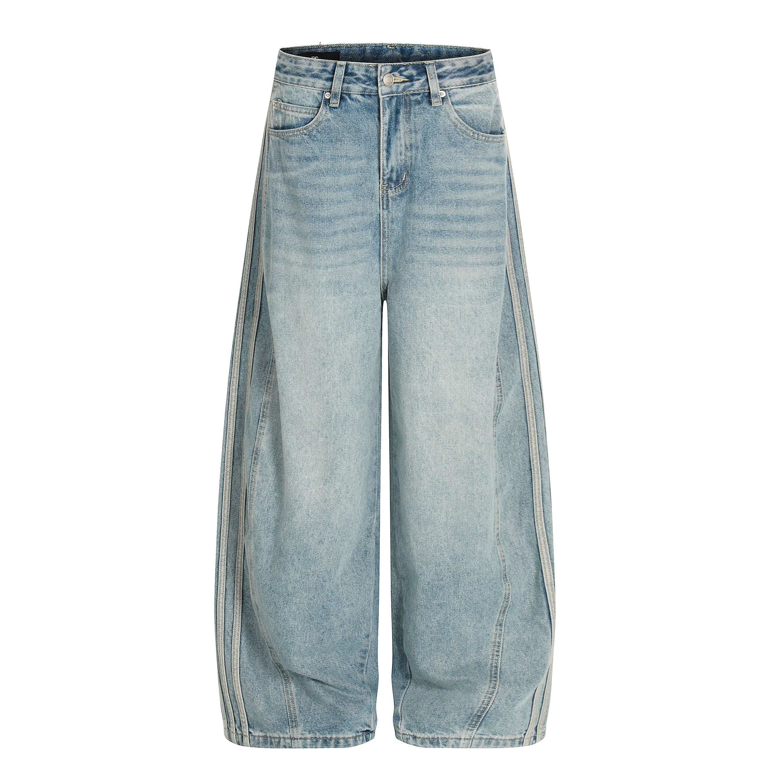 Omirad Light Wash Barrel Jeans | Oversized Wide Leg Denim