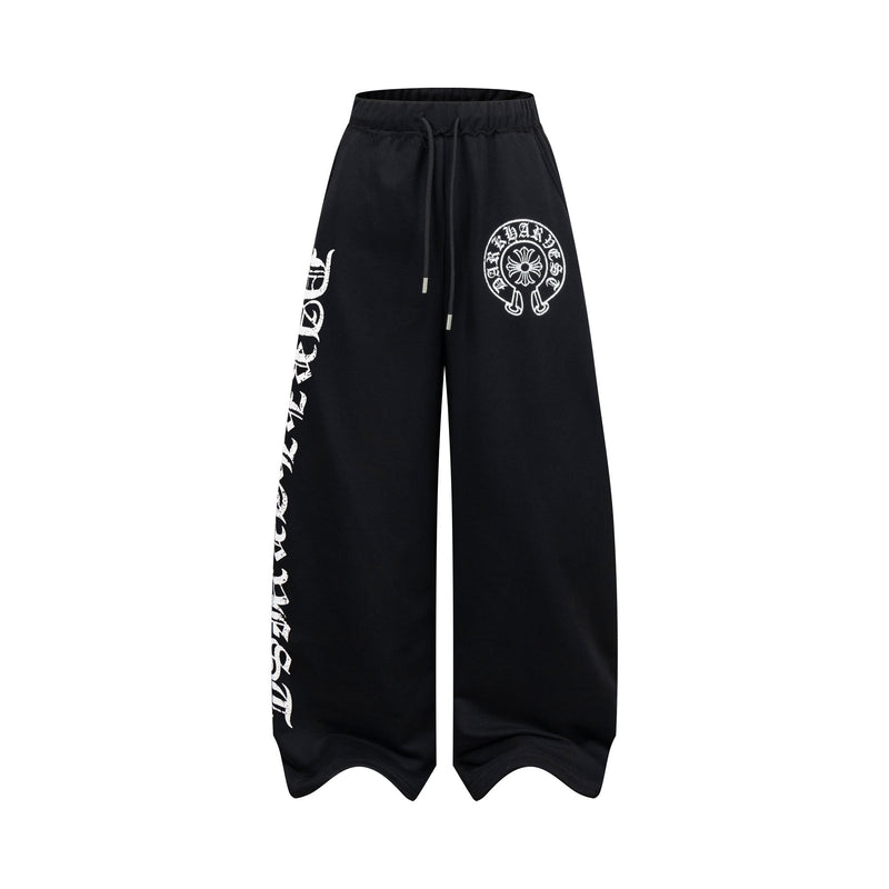 Gothic Wide-Leg Wave-Hem Sweatpants | Bold Streetwear