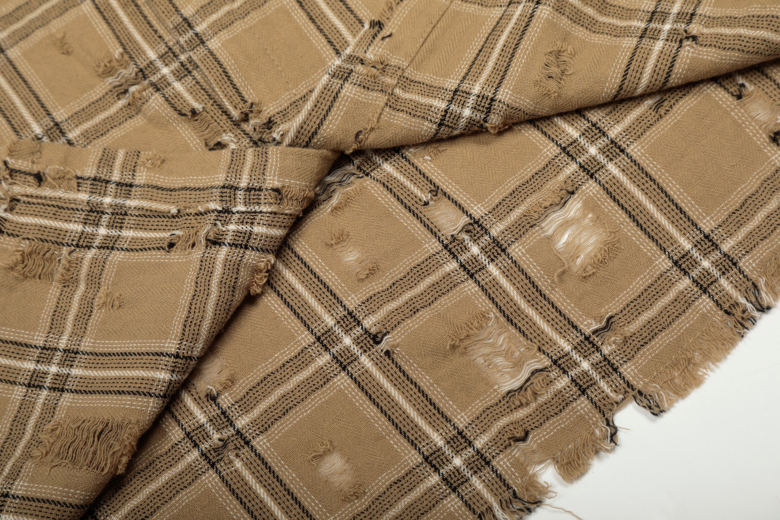 Distressed Plaid Shirt Jacket | Frayed Flannel Overshirt