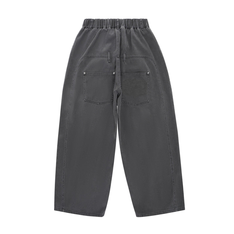 High-Waist Wide-Leg Denim Pants | Vintage Wash Cotton