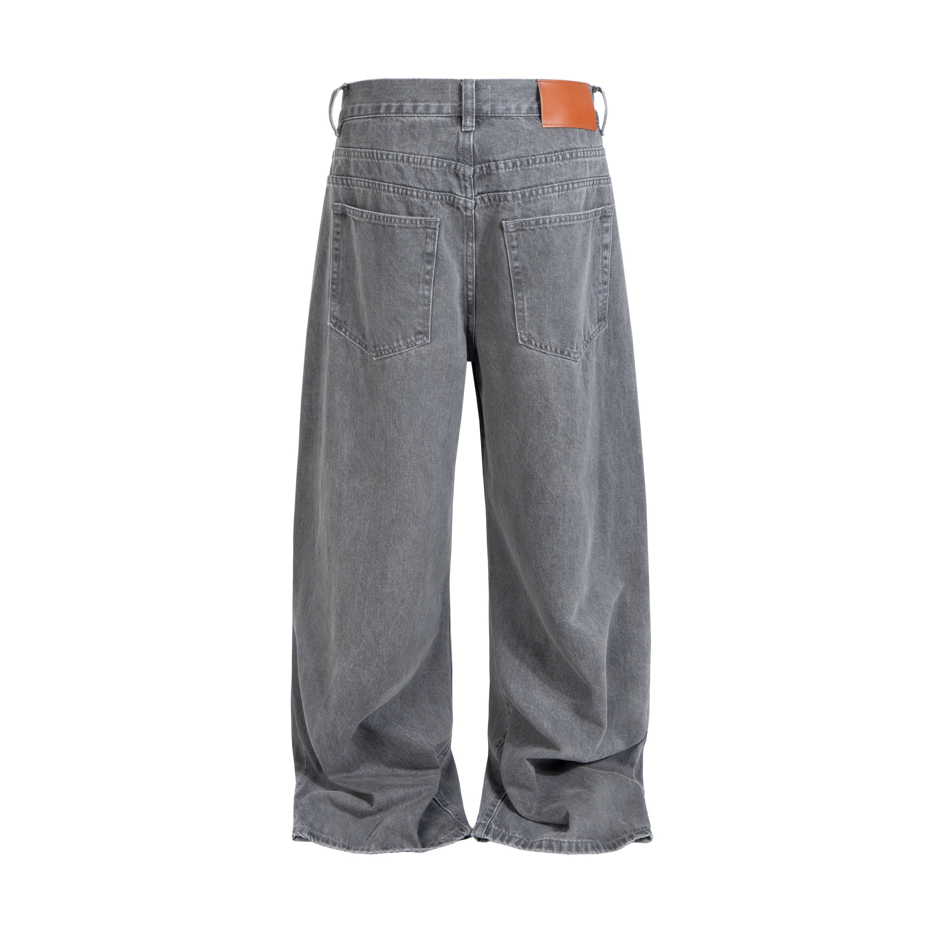 Omirad Button-Fly Washed Grey Denim Pants | Wide Leg
