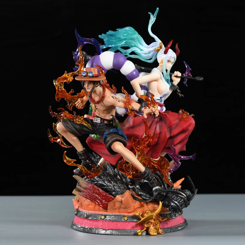 Ace and Yamato Action Figurine – 30cm with Flaming Effects – One Piece Collectible