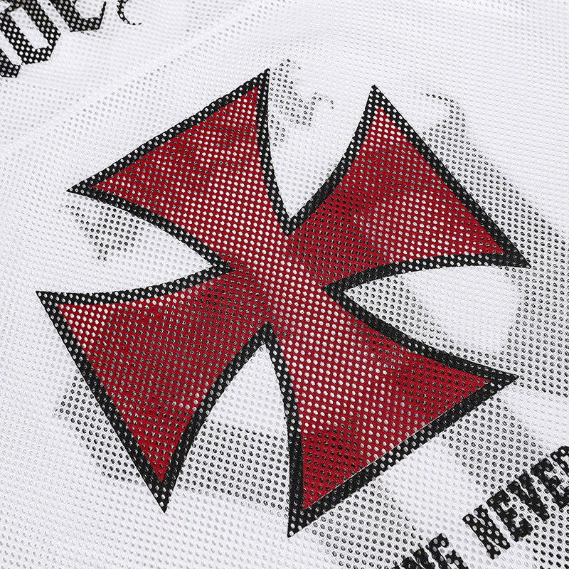 Gothic Cross Mesh Football Jersey | Number 97 Street Style