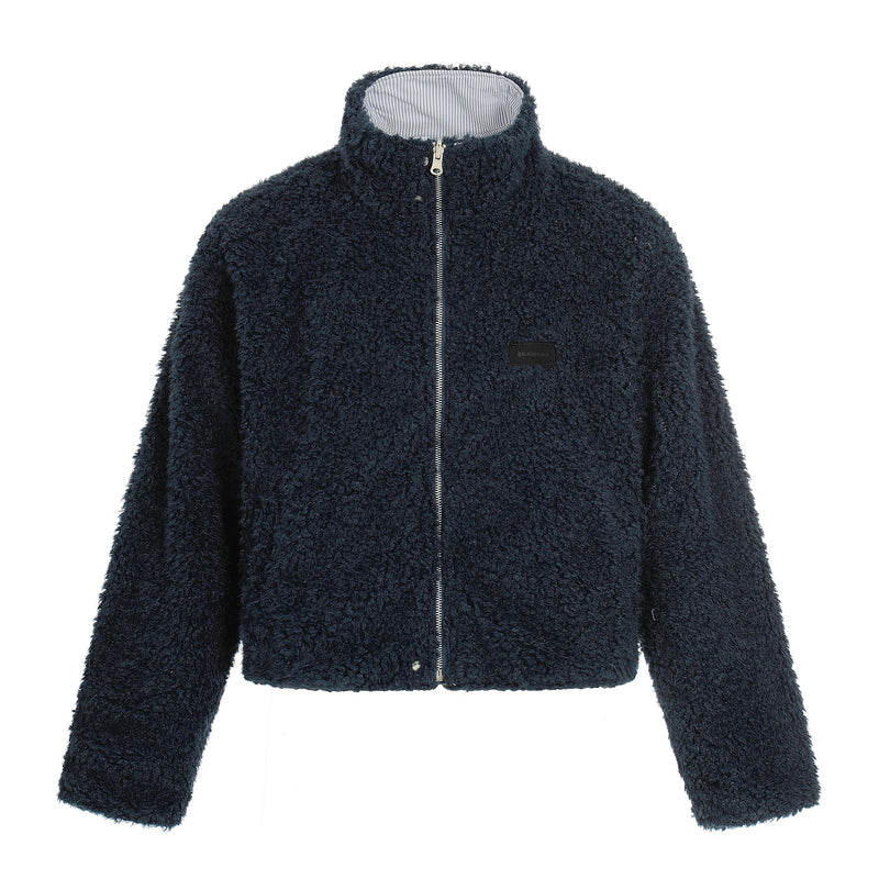 Reversible Sherpa & Striped Corduroy Jacket | Cropped Fit