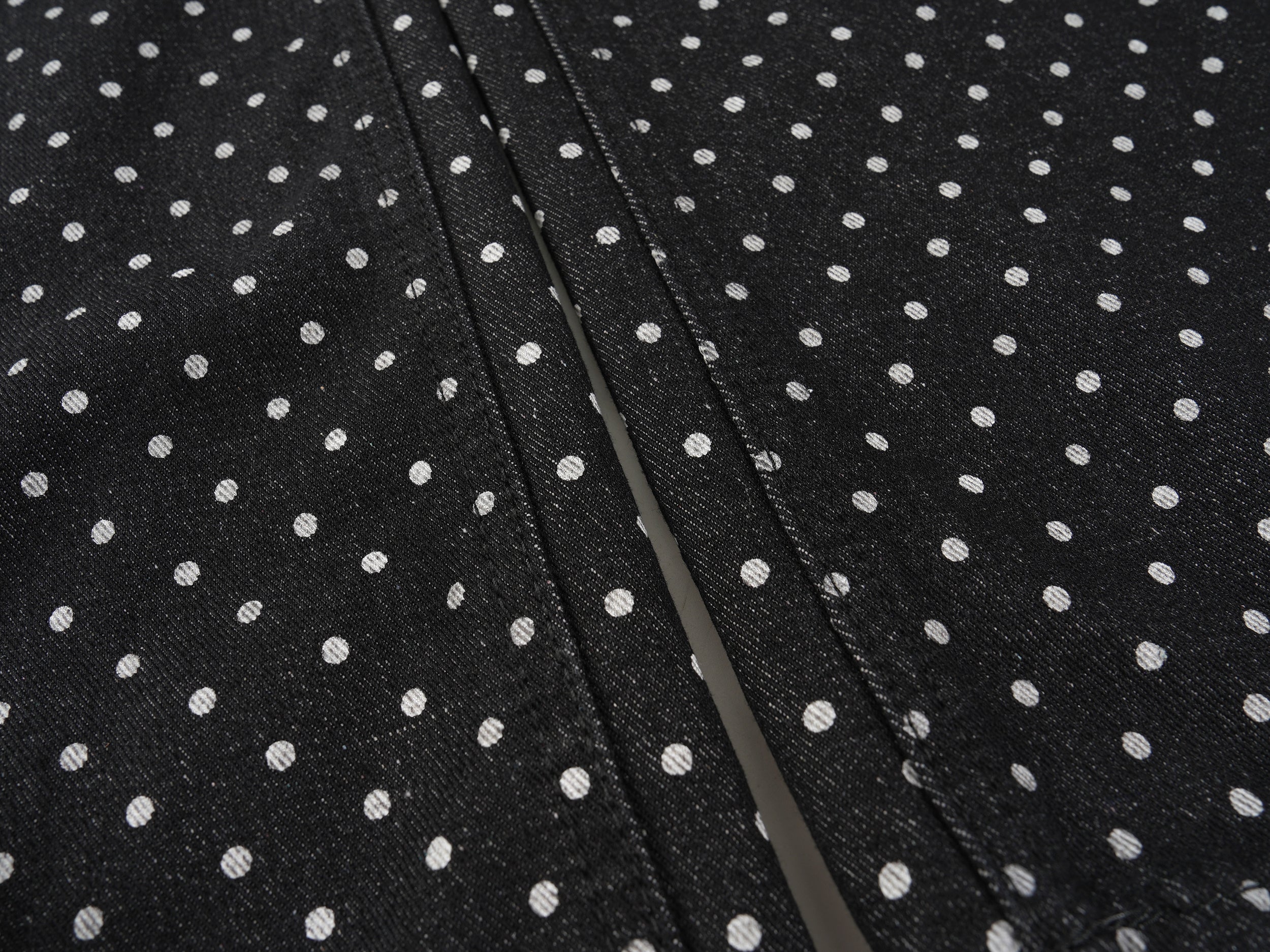 Omirad SP2 Polka-Dot Wide-Leg Denim Pants with Turn-Up Cuffs