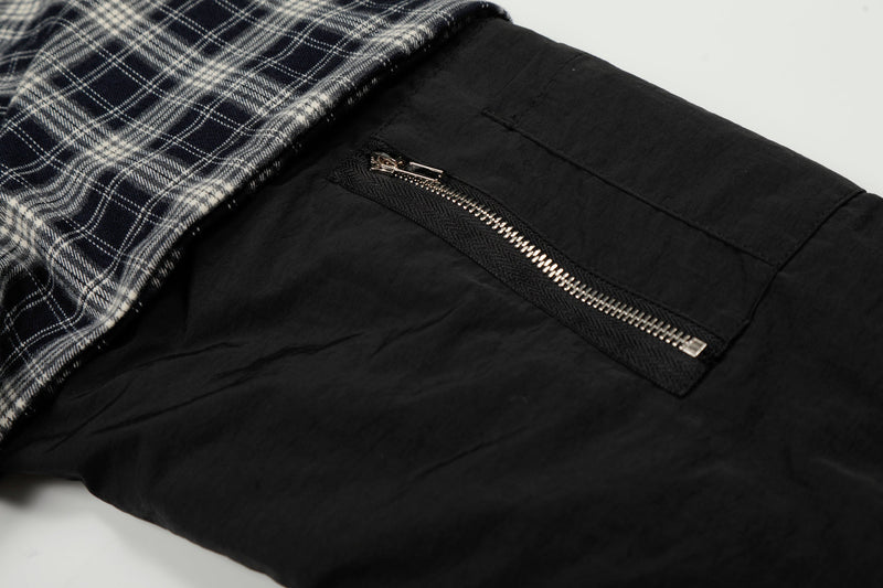 Omirad Plaid Hybrid Bomber Jacket | Contrast Sleeve Streetwear