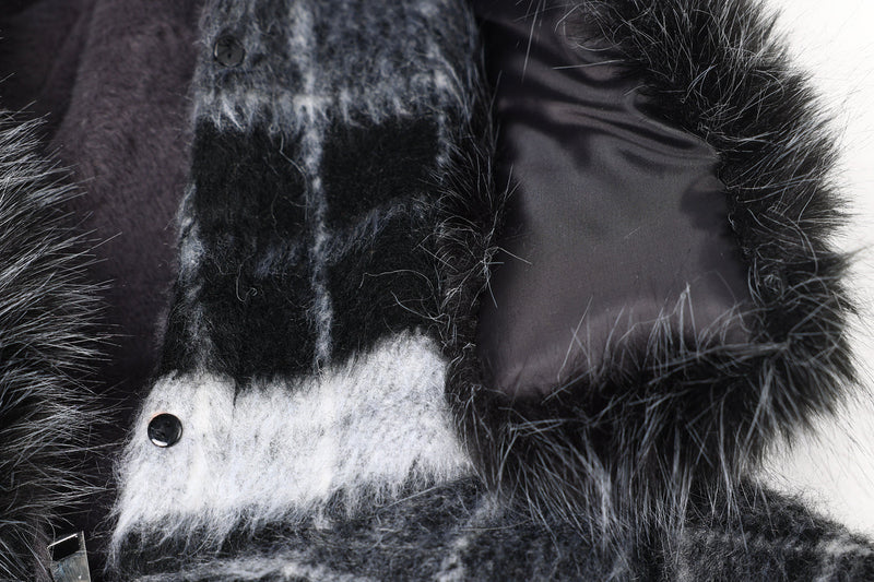 Omirad Fur-Hood Plaid Bomber Jacket | Winter Streetwear