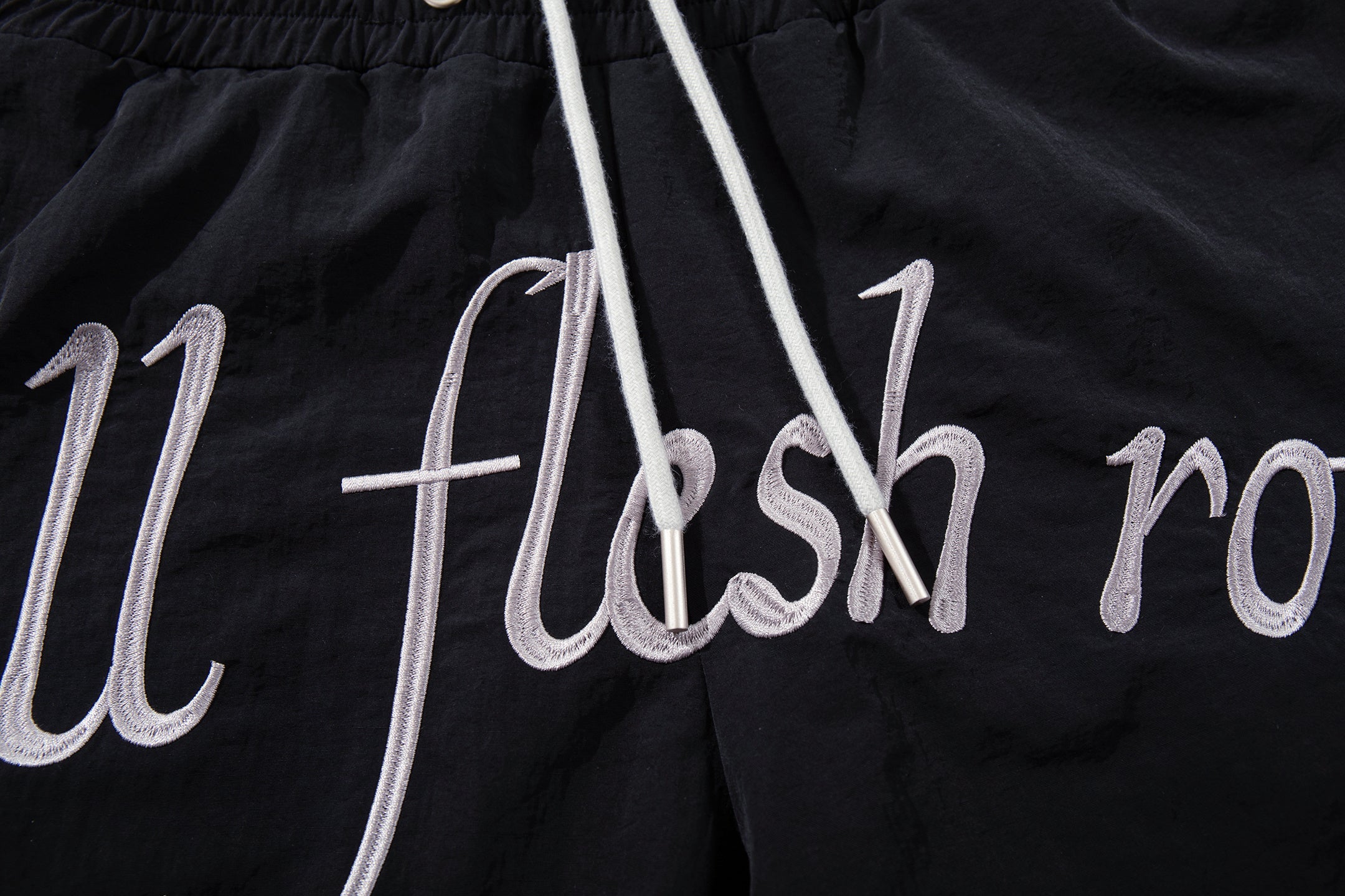 Script Graphic Wide-Leg Track Pants | Contrast Panel