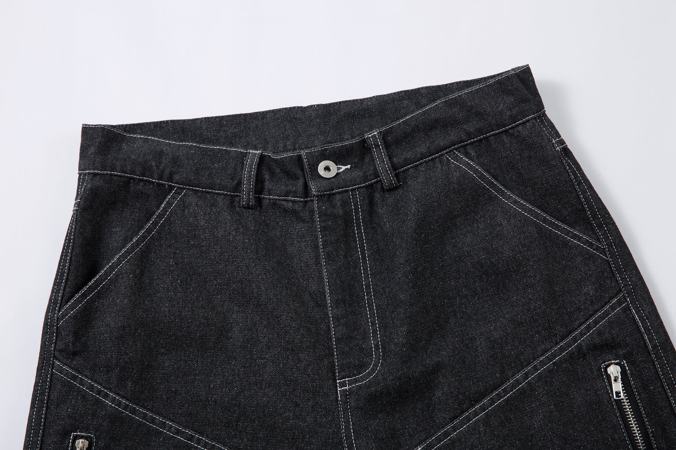 Omirad Stacked Cargo Wide-Leg Jeans | Black Denim