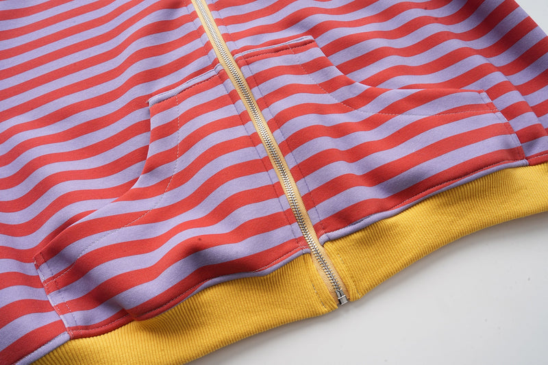 Front lower hoodie section with zipper and pocket openings