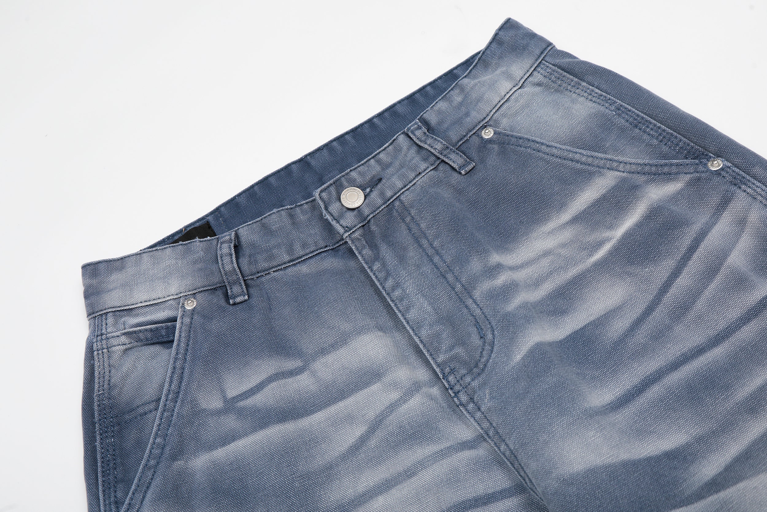 Washed Wrinkle Effect Wide-Leg Denim Jeans | Omirad