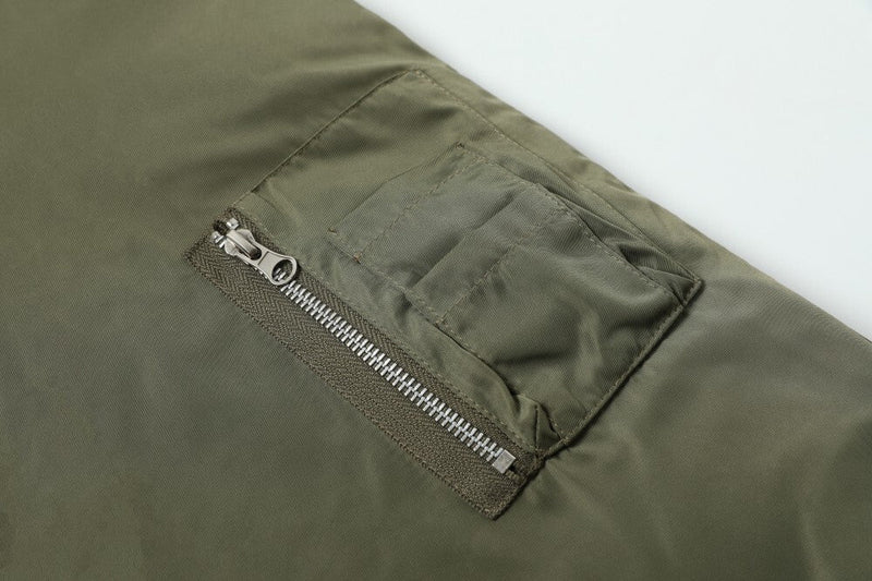 Reversible Plaid Faux Fur Hooded Bomber Jacket | Military Green