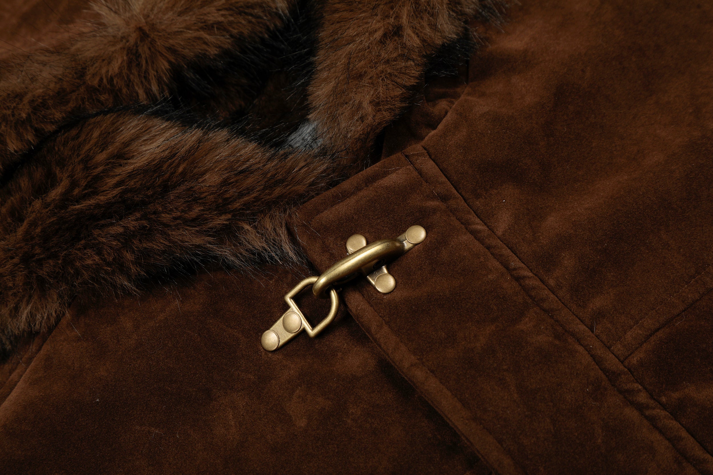 Omirad Faux Suede Fur-Lined Hooded Bomber Jacket