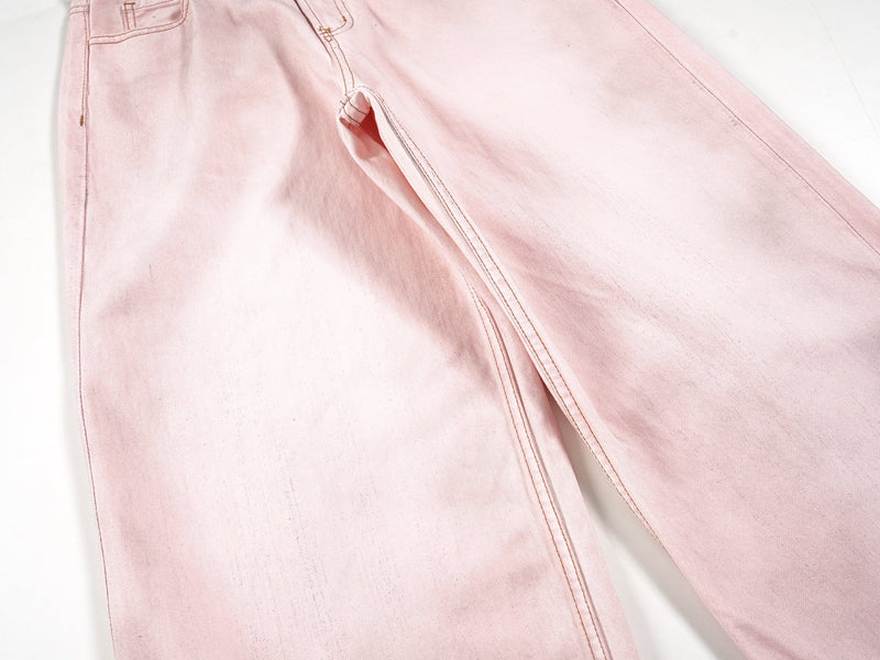 Faded Pink Wide-Leg Denim Pants | SP2 Logo | 100% Cotton