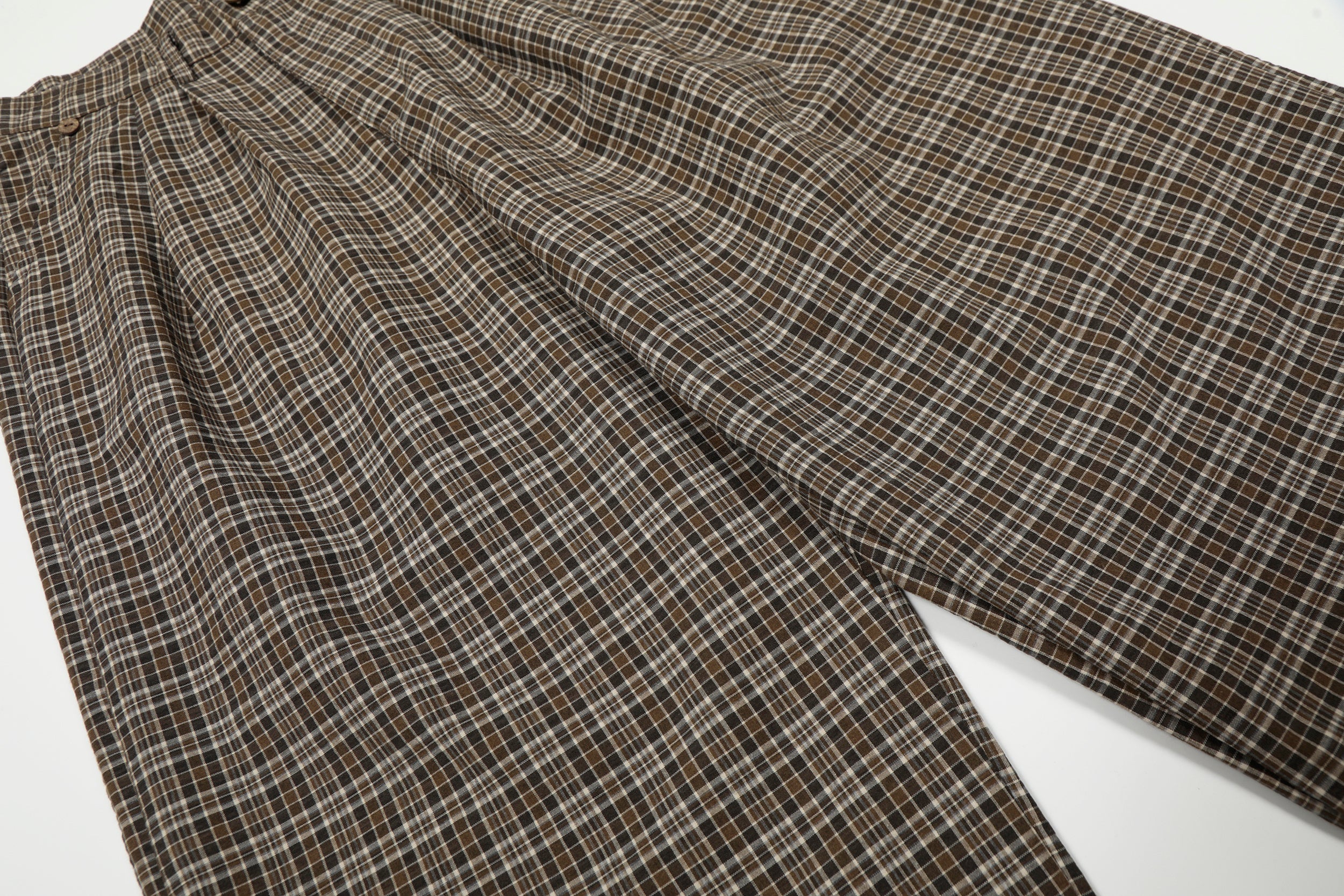 Omirad Vintage Plaid Wide-Leg Pants | 100% Cotton Trousers