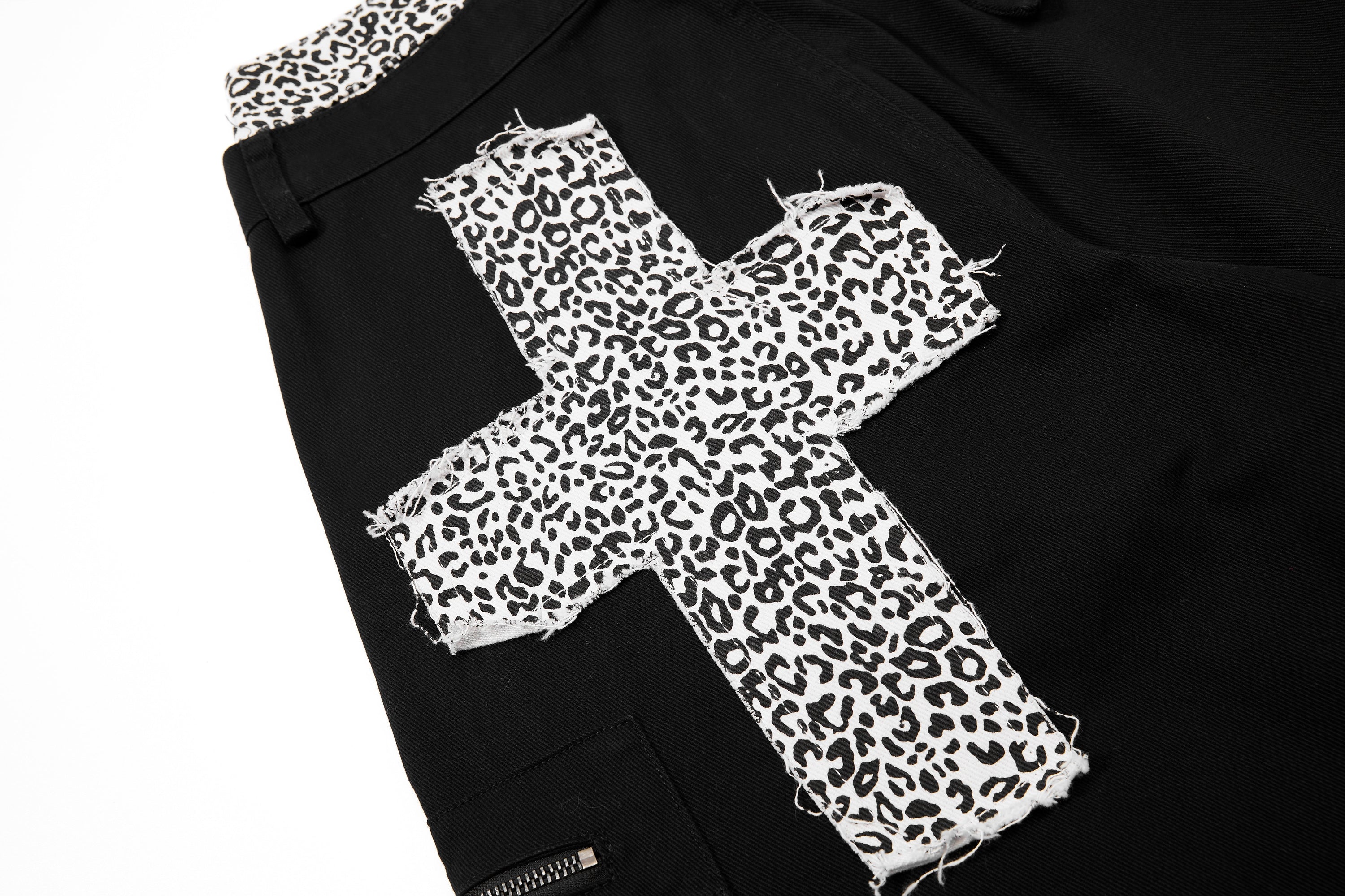 Leopard Cross Utility Cargo Pants | Wide-Leg Streetwear