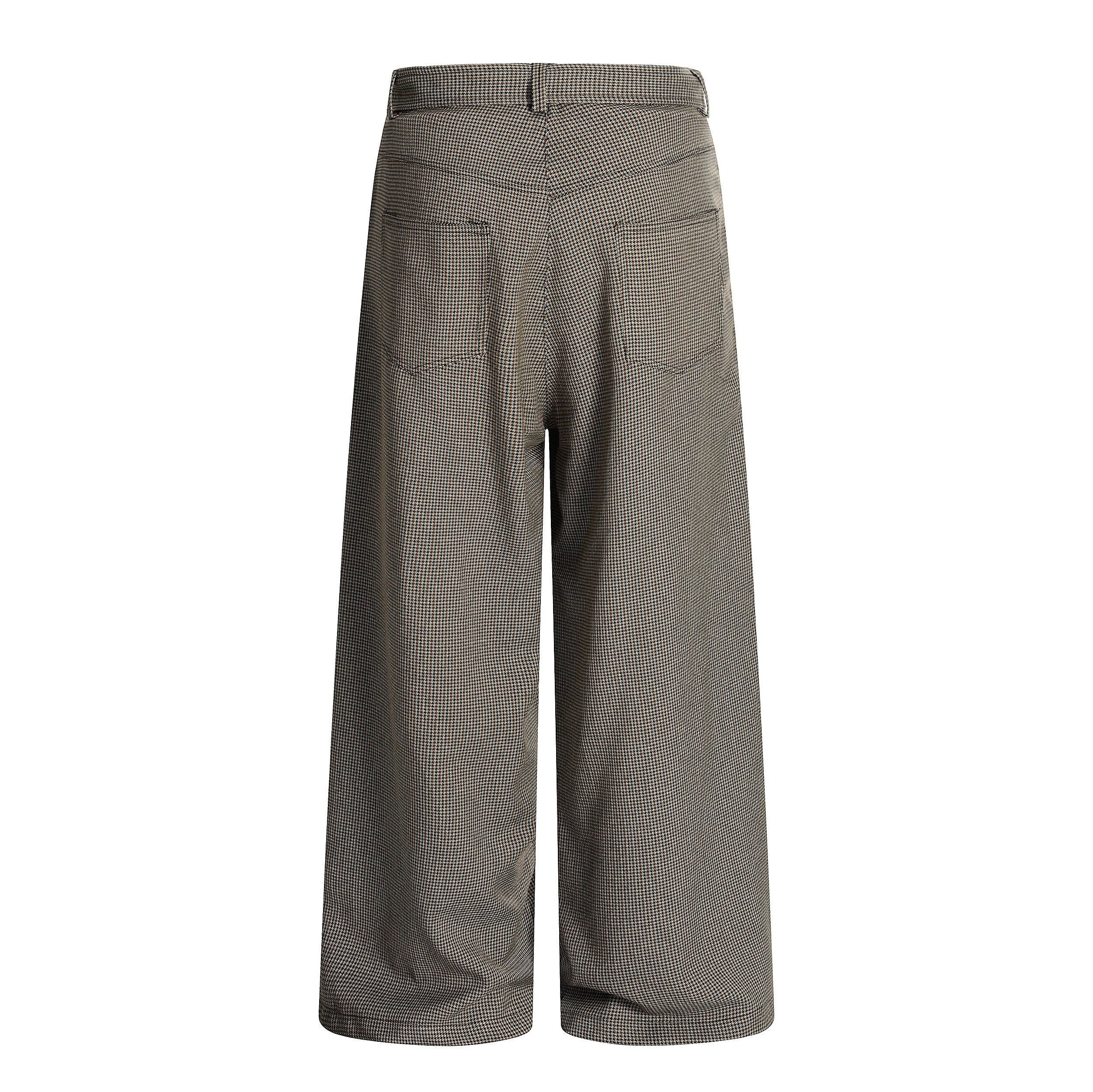 Omirad Micro-Check Belted Wide-Leg Pants | Cotton Blend