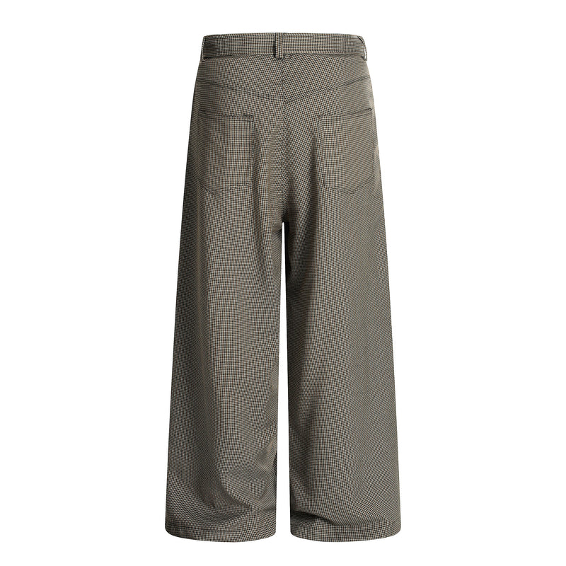 Omirad Micro-Check Belted Wide-Leg Pants | Cotton Blend