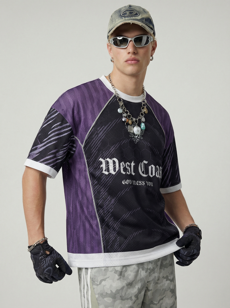 West Coast Angel Mesh Jersey | Gothic Streetwear Soccer Tee