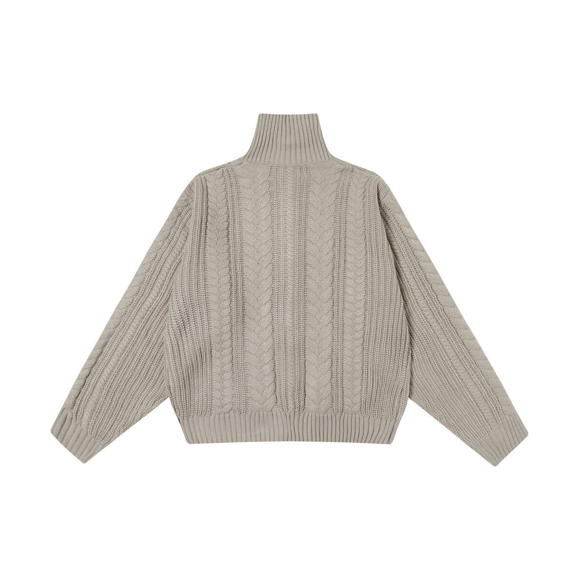Cable Knit Zip-Up Turtleneck Sweater | Relaxed Fit