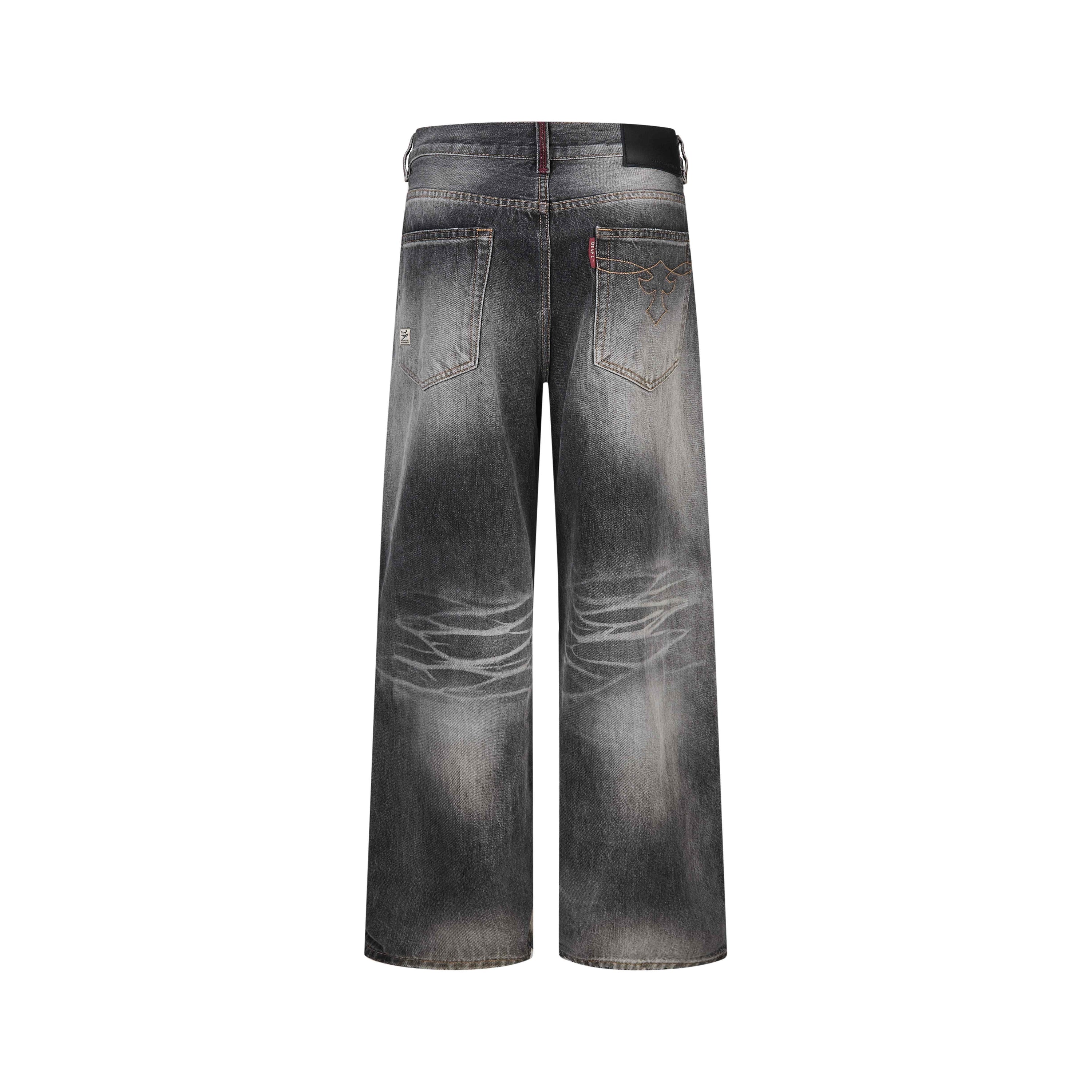 Omirad Vintage Faded Wide-Leg Jeans | 100% Cotton Denim