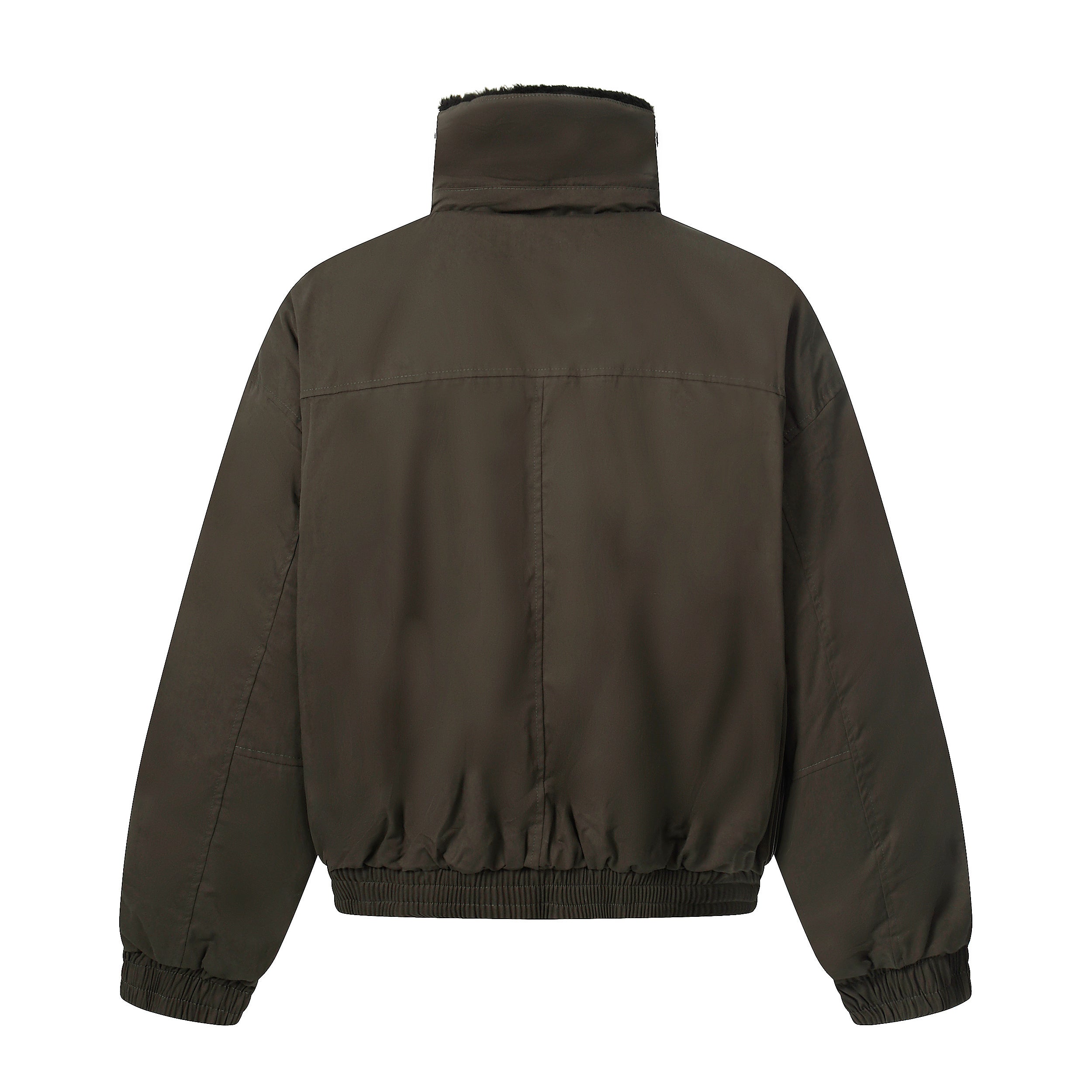 Cotton Stand-Collar Bomber Jacket | Army Green & Brown
